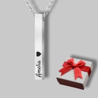 Podłużny naszyjnik (wisiorek 3D) - grawer gratis - napis - prezent