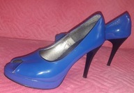Niebieskie czółenka szpilki skóra AN-BUT 36 open