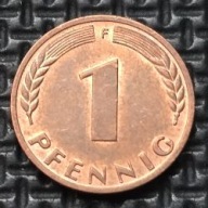 *NIEMCY [0205]*1 fenig 1950 *F* Niemcy Zachodnie (RFN) Kłosy, Liście dębu