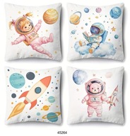 Poszewki na poduszki 4szt 45x45cm kosmos rakieta dziewczynka 45264