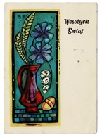 WIELKANOC IMIELSKA FLAKON Z KWIATA I PISANKA PRL 1962