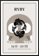 A2 PLAKAT OBRAZ ZNAK ZODIAKU RYBY, NATURA, HOROSKOP, DO DOMU, NA PREZENT