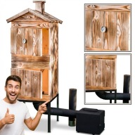 WĘDZARNIA DREWNIANA DUŻA OGRODOWA DOMOWA 50X50 PAN KORNIK Z PALENISKIEM