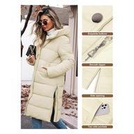 Kurtka damska zimowa pikowana długa puchowa z kapturem