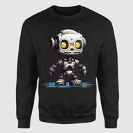 Czarna Bluza XXL unisex „Robot” z nadrukiem futurystycznym – komfort i styl