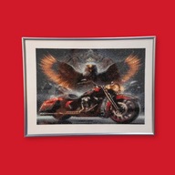 OBRAZEK MOZAIKA DIAMENTOWA - MOTOCYKL I ORZEŁ