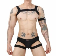 Uprząż 2-częściowa bielizna męska stringi harness z opaską L