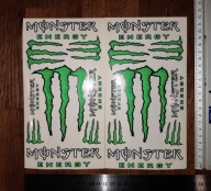 16x Naklejki z Logo MONSTER Zestaw, Tło Bezbarwne, Nalepki Naprawcze Kask