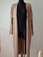 KARDIGAN NARZUTKA MIODOWY GRUBY PUCHATY WŁOCHATY MIDI DŁUGI MAXI