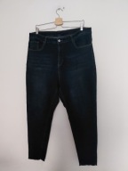 Granatowe elastyczne jeansy rurki skinny z wysokim stanem 50