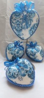 Serce bombki bombka ręcznie zdobione 4 szt MS47