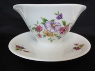 ĆMIELÓW okrągła sosjerka z podstawką kwiatki PRL