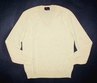 JUNGER CLASSIC_Piękny SWETER_kremowy elegancki akryl + jagnięca wełna_M