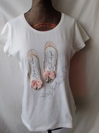 T-shirt biały z nadrukiem baletek - S