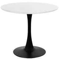LUGANO STOLIK OKRĄGŁY | Biały Blat | Metalowa Czarna Podstawa