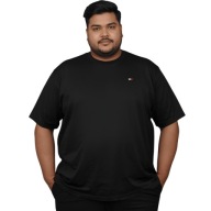 Duży T-shirt męski plus size bawełniany z haftem czarny 6XL basic