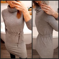 Sukienka sweterkowa z golfem szara r. S