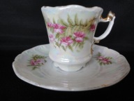 CARL TIELSCH Altwasser perłowa filiżanka z mal. kwiatkami 1909 - 1934