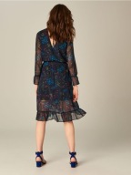 Mohito kwiaty rękawy falbanki sukienka tiulowa taliowana boho falbany midi