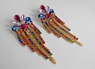 KUNSZTOWNE WISZĄCE KOLCZYKI KOLOROWE KAMIENIE