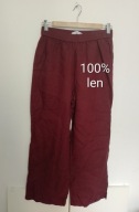 Spodnie lniane len S bordo damskie
