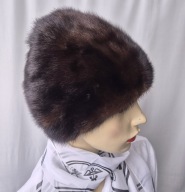 Nor Pels czapka futerko norka,czekoladowa 57