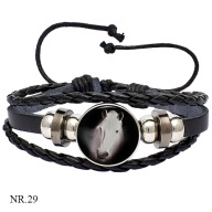 Skórzana bransoletka - Snap - Koń - regulowana długość, wymienne oczka