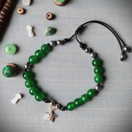 MILVA SREBRO bransoletka z kamieni zielone jadeity hematyt BlackberriesArts