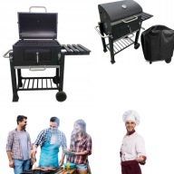 Duży Grill węglowy żeliwny ruszt 113,5x50x107 cm ogrodowy XXL + POKROWIEC