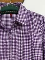 245 koszula krata fioletowa haftowane kwiaty country guziki fransa L luźna