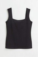 H & M top czarny serce dopasowany bluzka elegancka podkoszulek quiet luxury