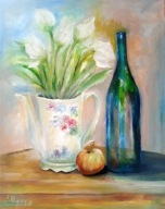 Obraz olejny "Martwa natura z tulipanami"