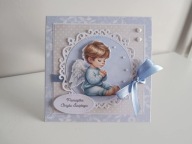 Kartka na Chrzest ręcznie robiona handmade chłopiec