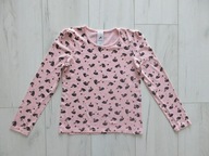 C&A Koszulka bluzka top z motywem łabędzi w złotej koronie długi rękaw 134