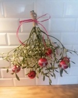 Jemioła Żywa Do Zawieszenia BOŻONARODZENIOWY Pęk zielony Bukiet Kokarda