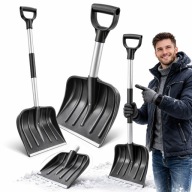 ŁOPATA DO ŚNIEGU ALUMINIOWA 135 CM CZARNA PROSTY TRZONEK MOCNA