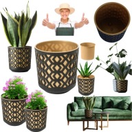 DONICZKA CZARNA + ZŁOTY WKŁAD NOWOCZESNY DESIGN AZTEK 13X14X15CM PREMIUM