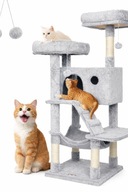 Feandrea Drapak dla Dużych Kotów 135 cm Szary Pluszowy z Hamakiem i Domkiem