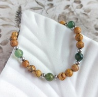 Bransoletka regulowana z jaspisem, żółte kamienie, prezent na Święta