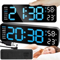 BUDZIK ZEGAR ELEKTRONICZNY LED TERMOMETR HIGROMETR DRZEMKA DUZY XLL KABEL