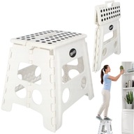STOŁEK TABORET KRZESŁO PODEST SKŁADANY ANTYPOŚLIZGOWY DO 150KG BIAŁY 32CM