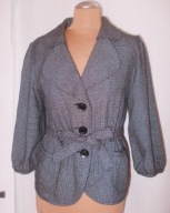 VERO MODA BIAŁO CZARNY WIOSENNY ŻAKIET Z PASKIEM 38 40