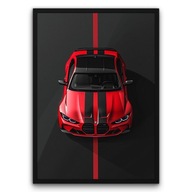 Plakat z ramą 40x50cm BMW M3 Czerwona Moc Sport Auto Klasyk Design Hit