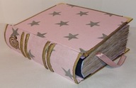 A6- Mini Notatnik 112k różowy 80g ( Księga notes gwiazdki prezent retro )