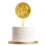 Ozdoba Topper na Tort Bitcoin Kryptowaluty Dekoracja BTC