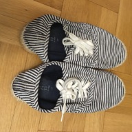 ESPADRYLE WIĄZANE H&M (37) PASKI GRANAT-BIEL SŁOMA