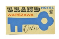 PRL STARA NAKLEJKA GRAND HOTEL WARSZAWA ORBIS RZADKOŚĆ