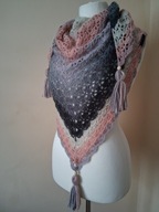 Chusta ręcznie robiona na szydełku, szer. 150cm x wys. 75cm, wełna, K2