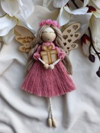 Anioł Stróż dla babci i dziadka Makrama Aniołek na szczęście lalka prezent