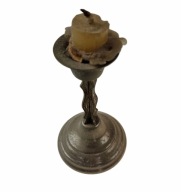 Stary świecznik lichtarzyk stal niklowana wys. ok. 11,5 cm, świeczka 2 cm